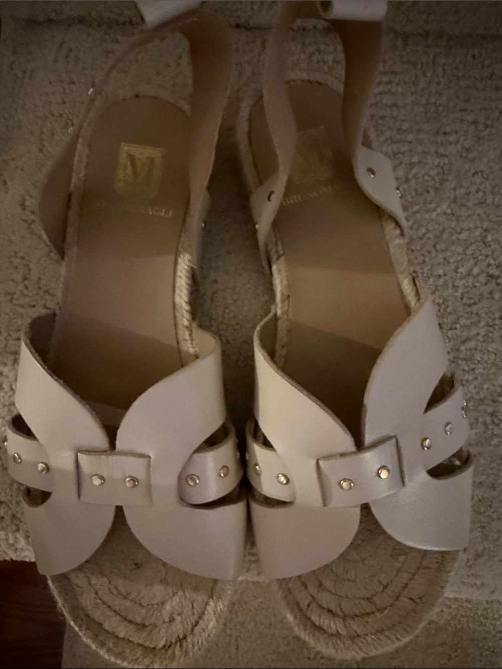 Bruno Magli Cream Braided Espadrille Wedge Sandals